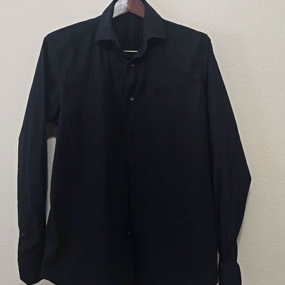 Roberto Cavalli Black Cavalli Button Down Shirt Sz 41/16 - Picture 1 of 9